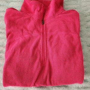 Vibrant Pink Textured Half-Zip Sweatshirt